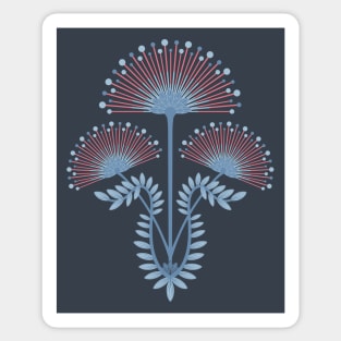 MIMOSA Art Deco Floral in Light Red Powder and Pastel Blue - UnBlink Studio by Jackie Tahara Sticker